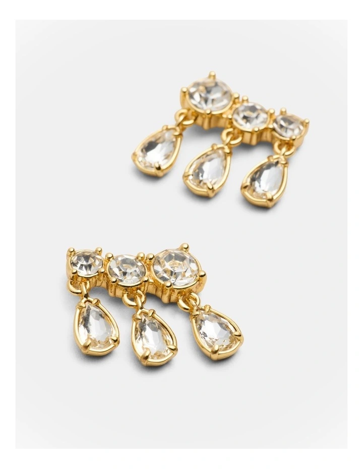 Crystalline Stud Earrings in Gold image 3