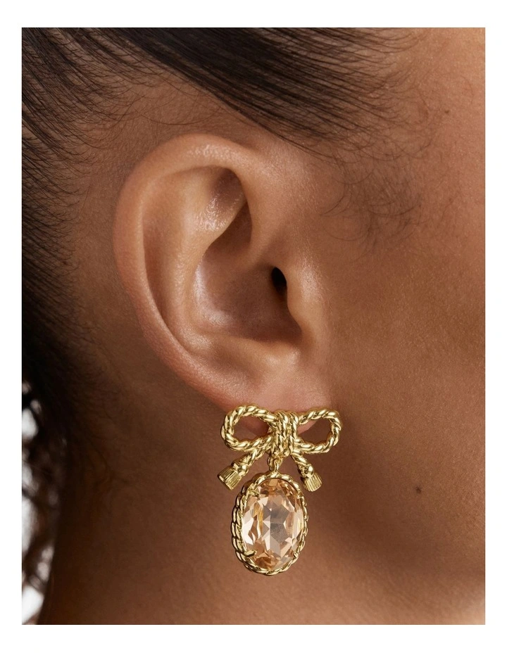 Tie A Bow Drop Earrings in Petal image 2