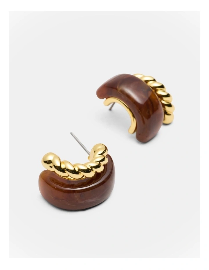 Magie Double Hoop Earrings in Toffee image 3