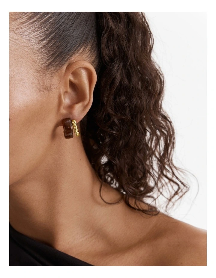 Magie Double Hoop Earrings in Toffee image 4