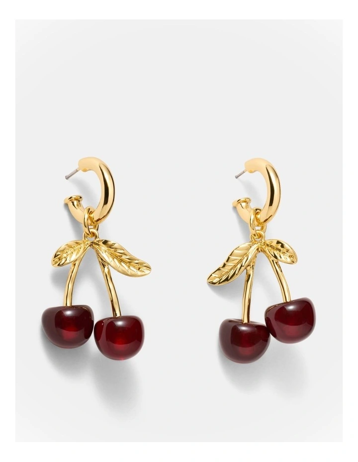 Noir Cherry Hoop Earrings in Bordeaux image 1
