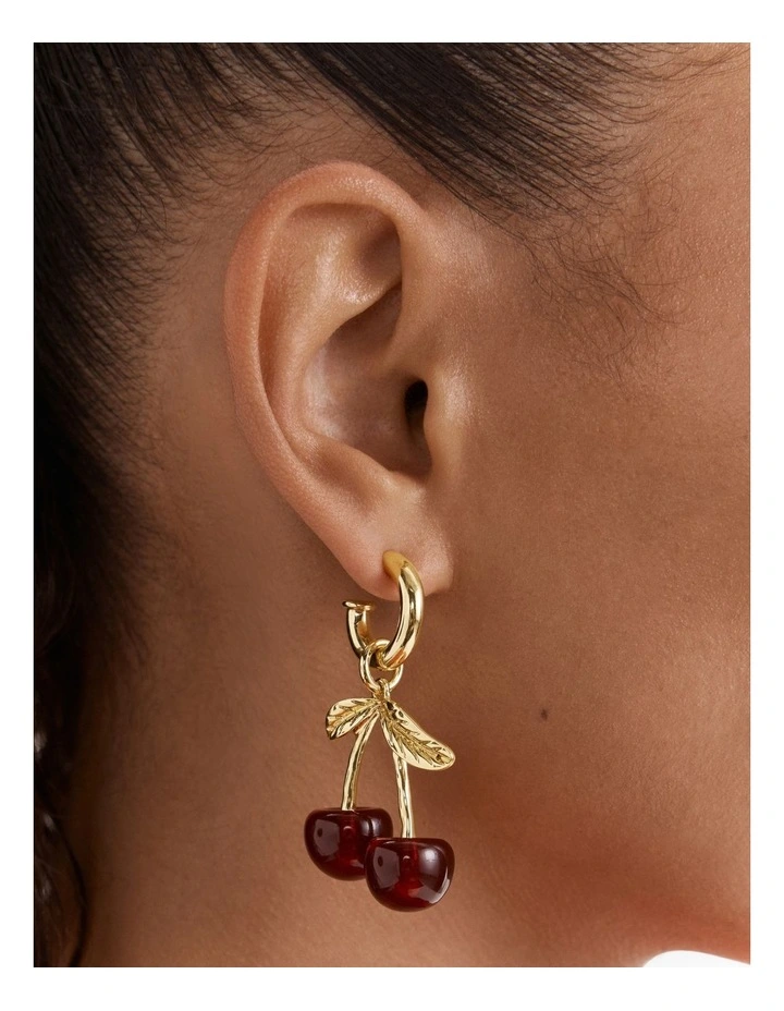 Noir Cherry Hoop Earrings in Bordeaux image 2