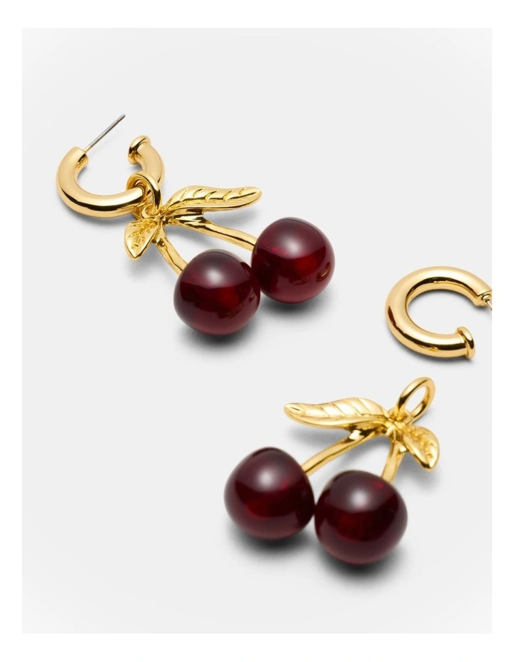Noir Cherry Hoop Earrings in Bordeaux image 3