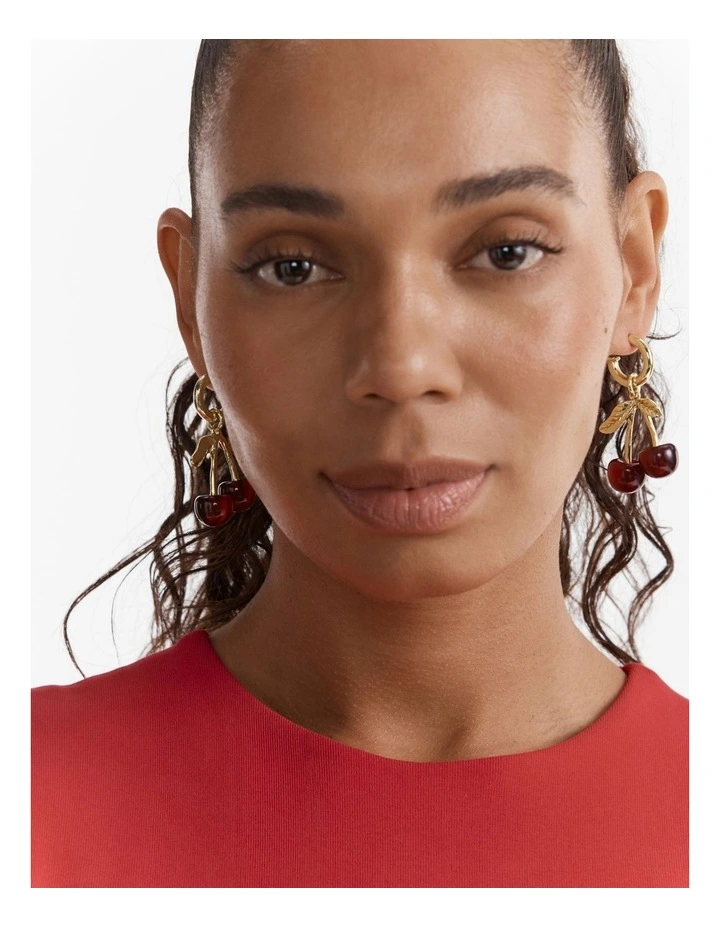 Noir Cherry Hoop Earrings in Bordeaux image 4
