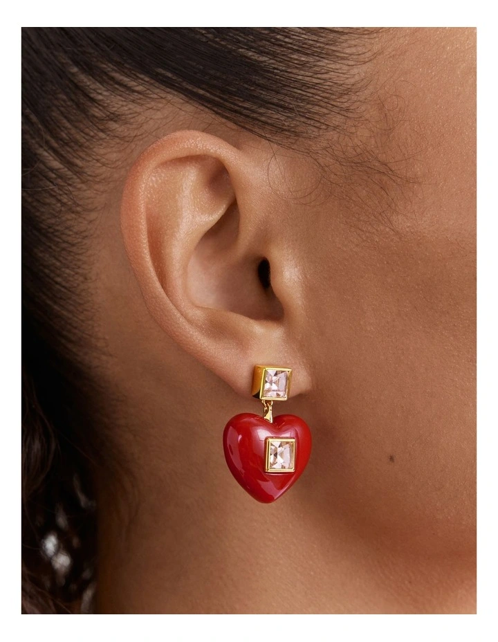 Devotion Earrings in Lipstick Red image 2