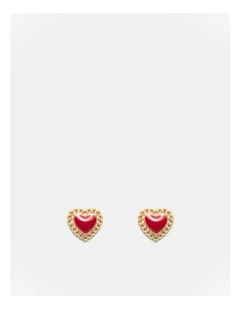 Lace Heart Stud Earrings in Lipstick Red