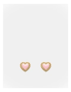 Lace Heart Stud Earrings in Ballet