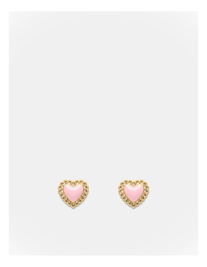 Lace Heart Stud Earrings in Ballet image 1