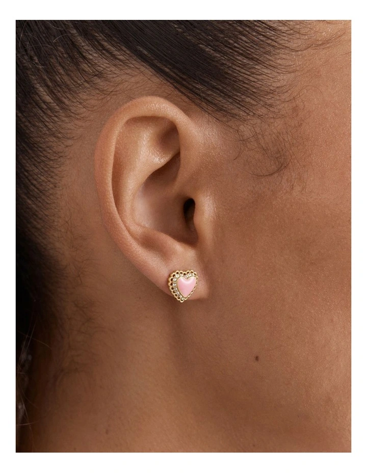 Lace Heart Stud Earrings in Ballet image 2