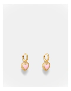 Lace Heart Hoop Earrings in Ballet