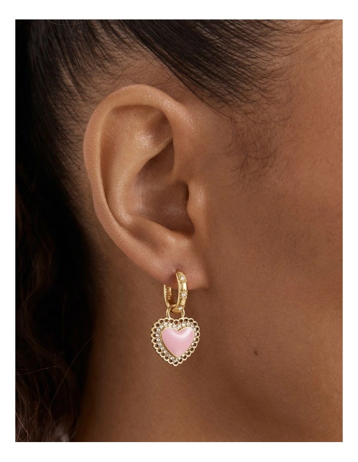 Lace Heart Hoop Earrings in Ballet image 2