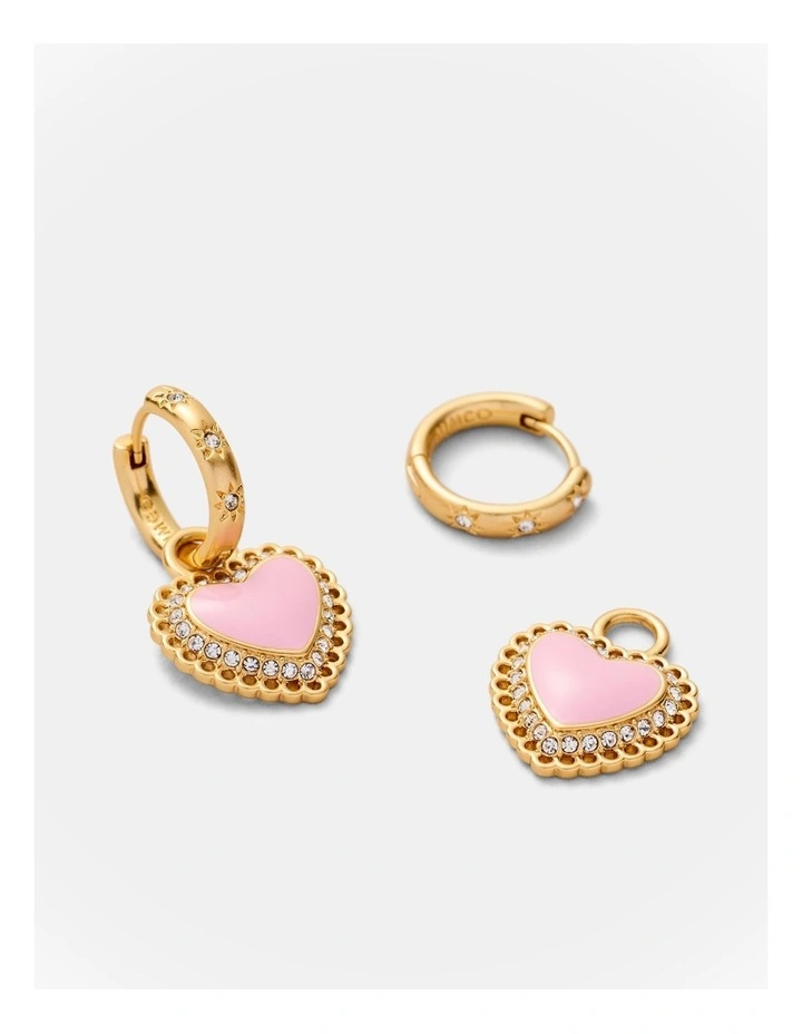 Lace Heart Hoop Earrings in Ballet image 3