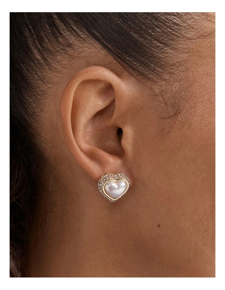 Relic Heart Stud Earrings in Pearl image 2