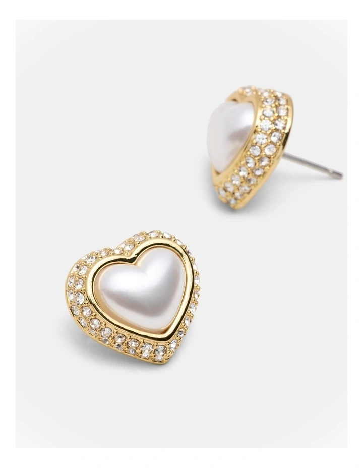Relic Heart Stud Earrings in Pearl image 3