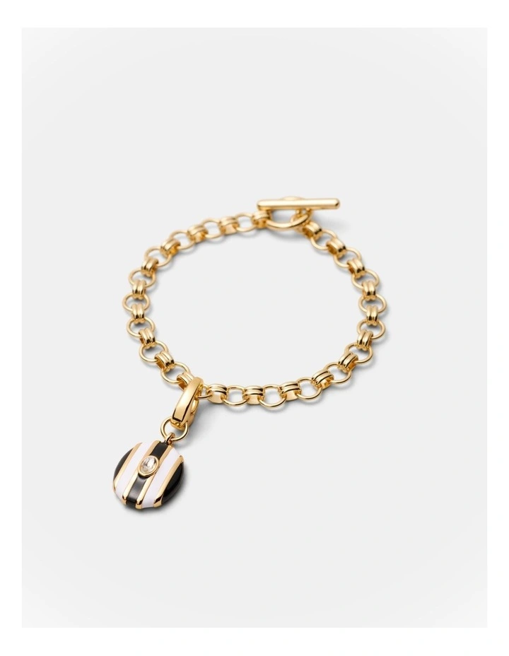 Stripe Coin Charm Necklace in Black White image 2