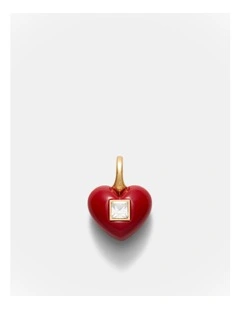 Devotion Heart Charm Necklace in Lipstick Red