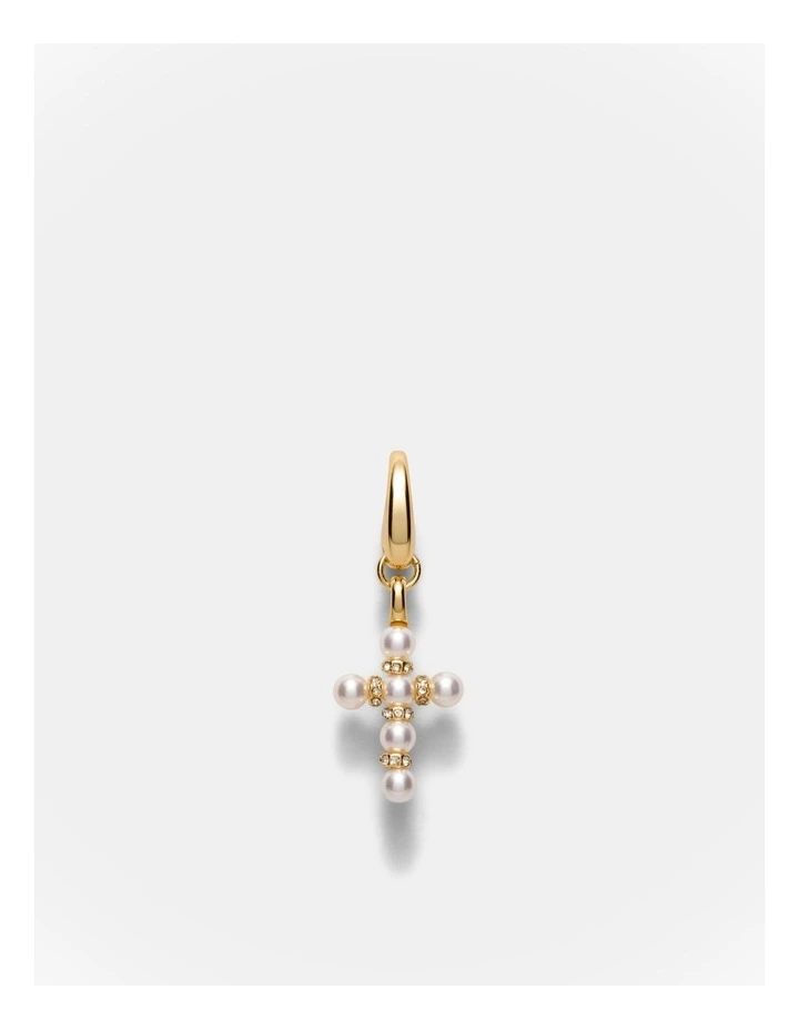 Poetic Cross Charm Necklace in Pearl image 1
