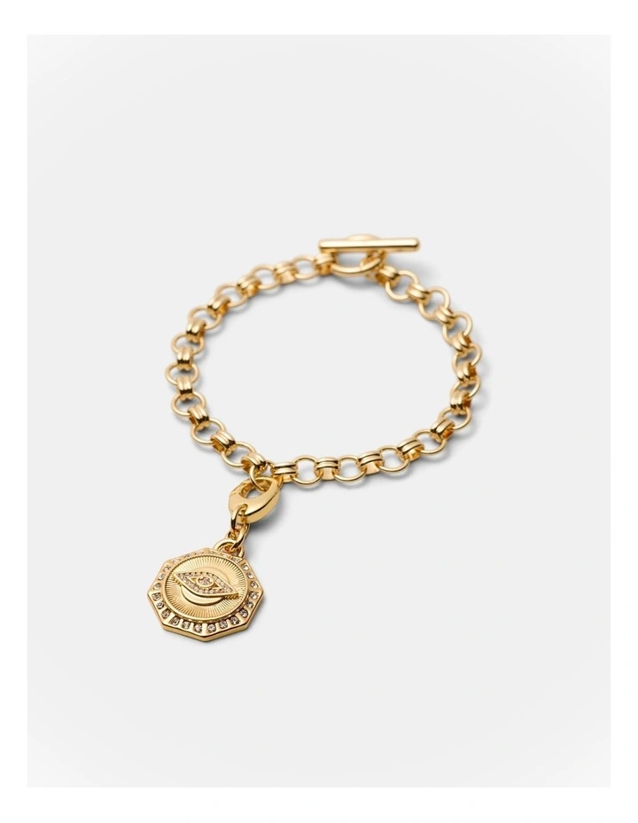 Evil Eye Coin Charm Necklace in Gold image 2