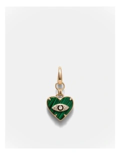 Emotional Heart Charm Necklace in Malachite