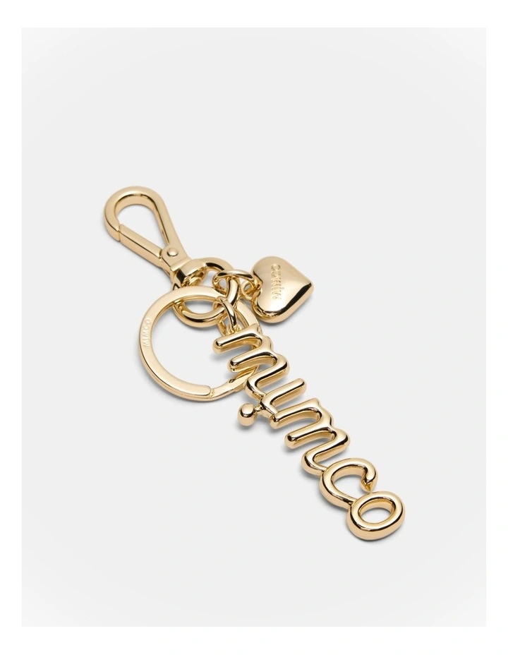 Bubble Logo Keyring in Light Gold image 3