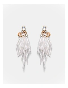 Gilded Fringe Earrings in Pearl