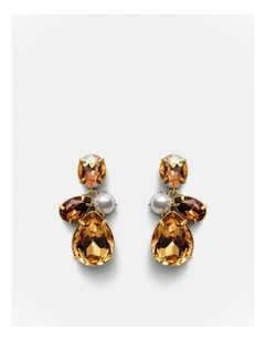 Bejewel Drop Earrings in Toffee