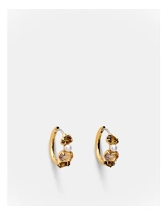 Bejewel Mini Hoop Earrings in Toffee