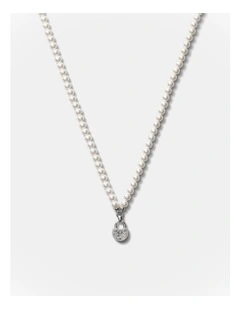 Lockette Pearl Necklace in Silver