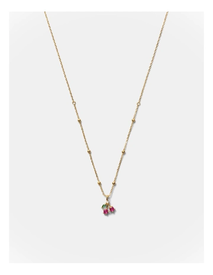 Petite Cherry Necklace in Lipstick Red image 1