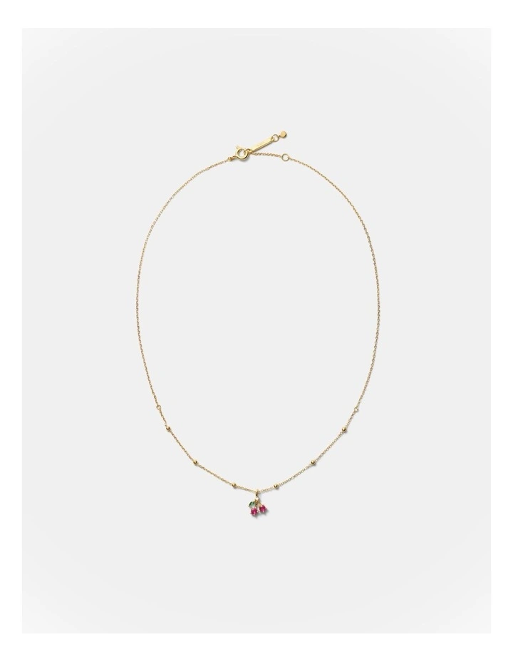 Petite Cherry Necklace in Lipstick Red image 4