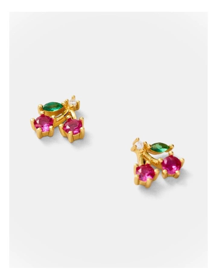 Petite Cherry Stud Earrings in Lipstick Red image 3