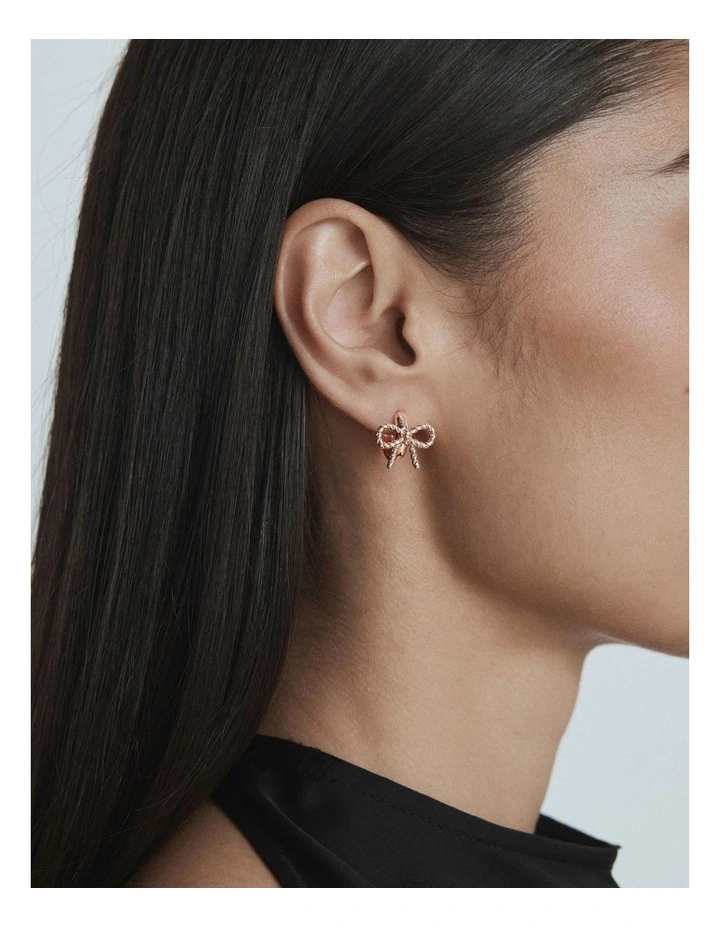 Tie A Bow Hoop Earrings in Rose Gold image 2