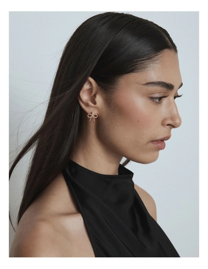 Tie A Bow Hoop Earrings in Rose Gold image 4