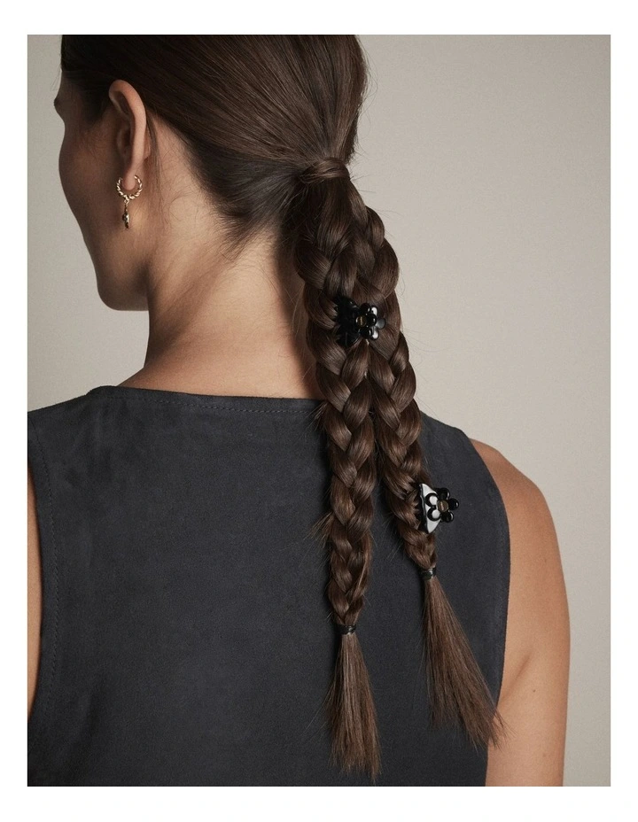 Marguerite Claw Clip Set in Black image 2