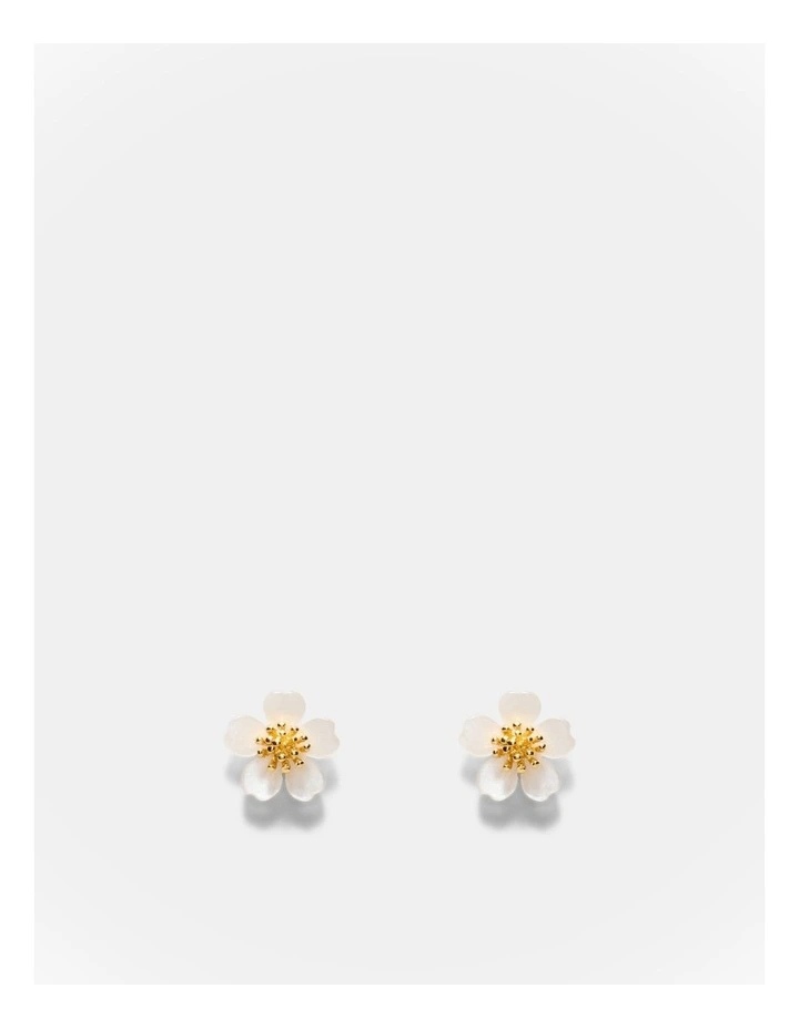 Resin Flower Stud Earrings in Pearl image 1