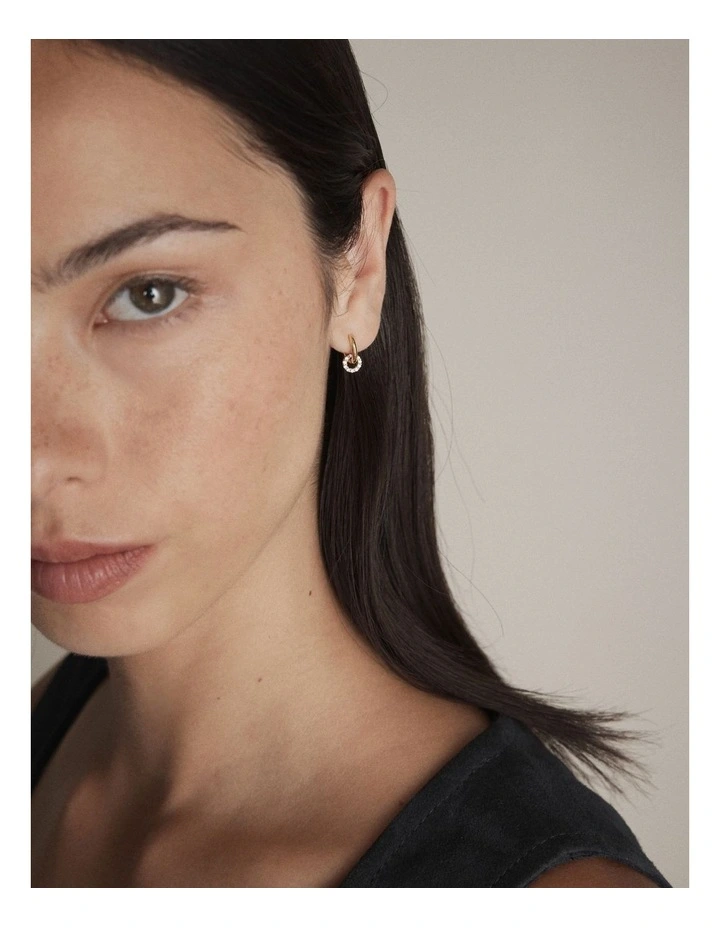 Nimbus Charm Hoop Earrings in Gold image 4