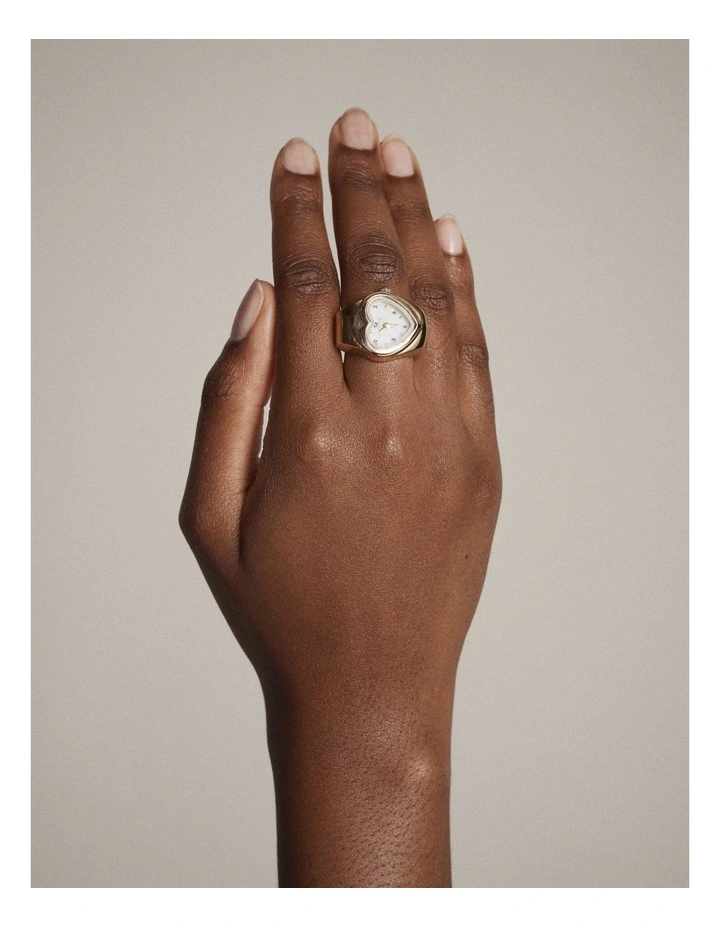 Heart Watch Ring in Gold image 2