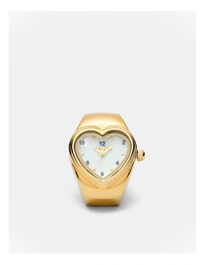 Heart Watch Ring in Gold image 3