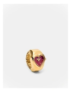Heart Watch Ring in Bordeaux