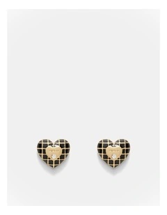 Dylan Heart Stud Earrings in Black