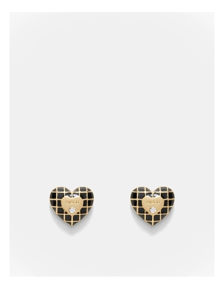 Dylan Heart Stud Earrings in Black image 1