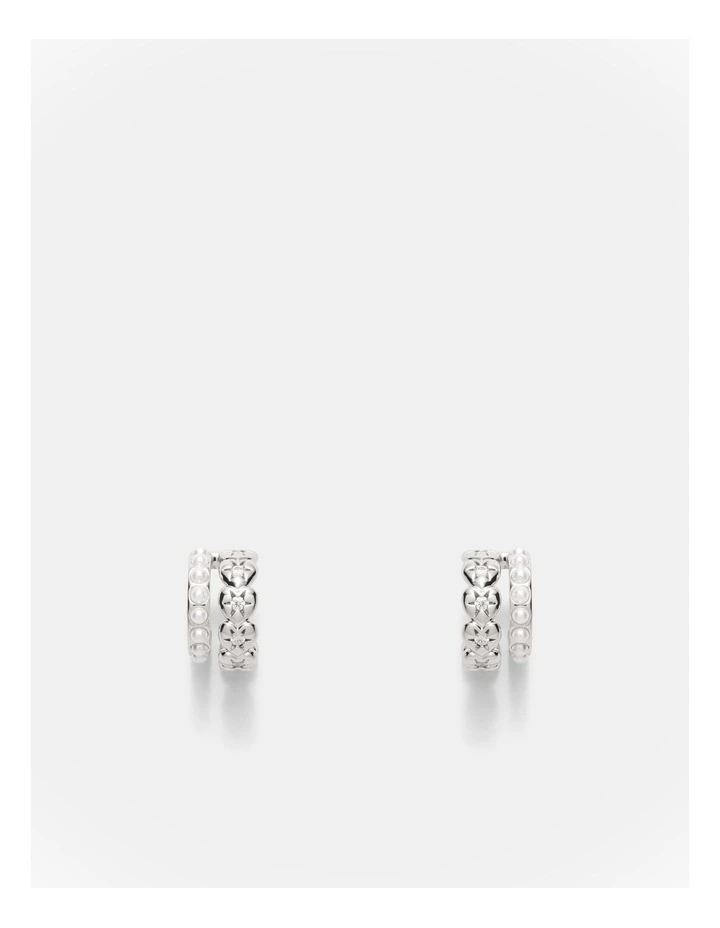 Westlyn Heart Duo Hoop Earrings in Silver image 1