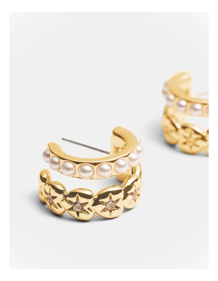 Westlyn Heart Duo Hoop Earrings in Gold image 3