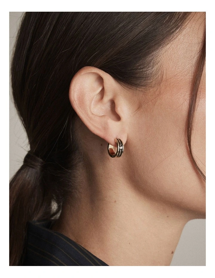 Enamour Huggie Earrings in Black image 2