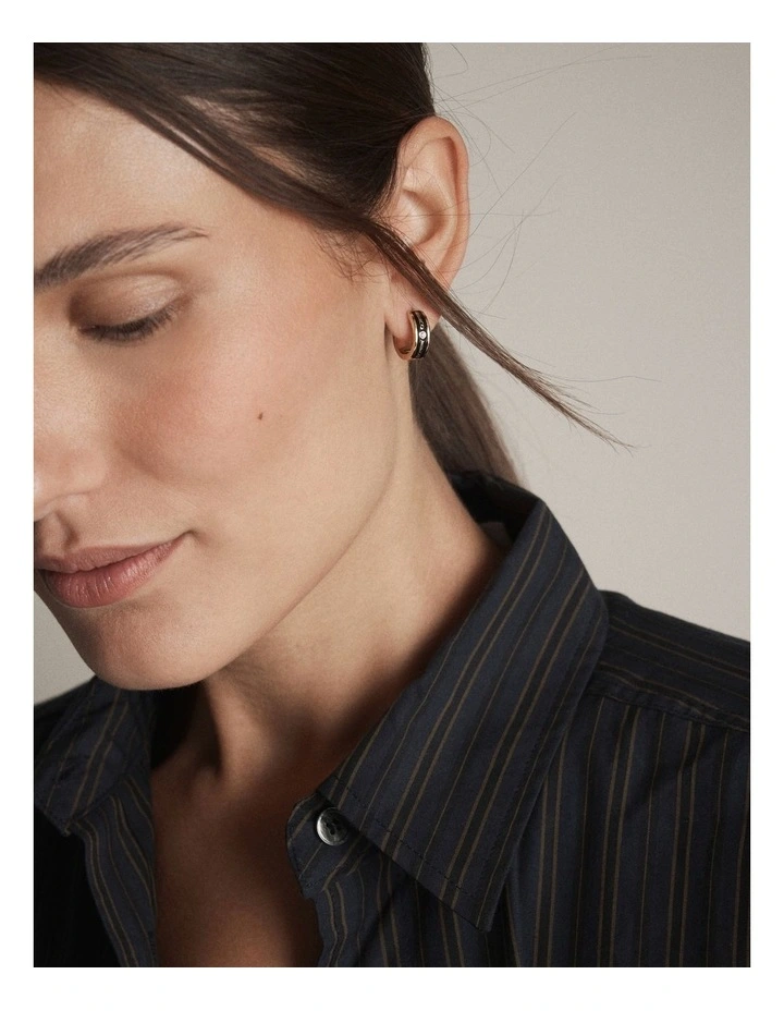 Enamour Huggie Earrings in Black image 4