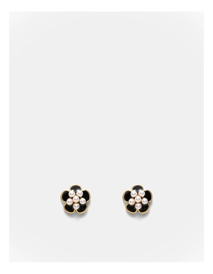 La Fleur Stud Earrings in Black image 1