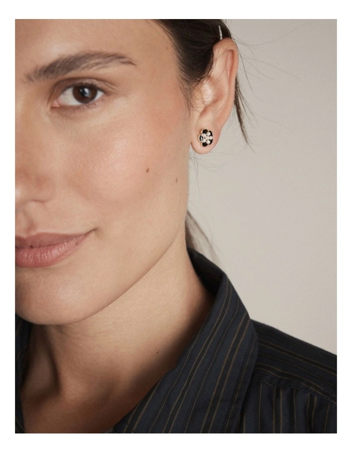 La Fleur Stud Earrings in Black image 4