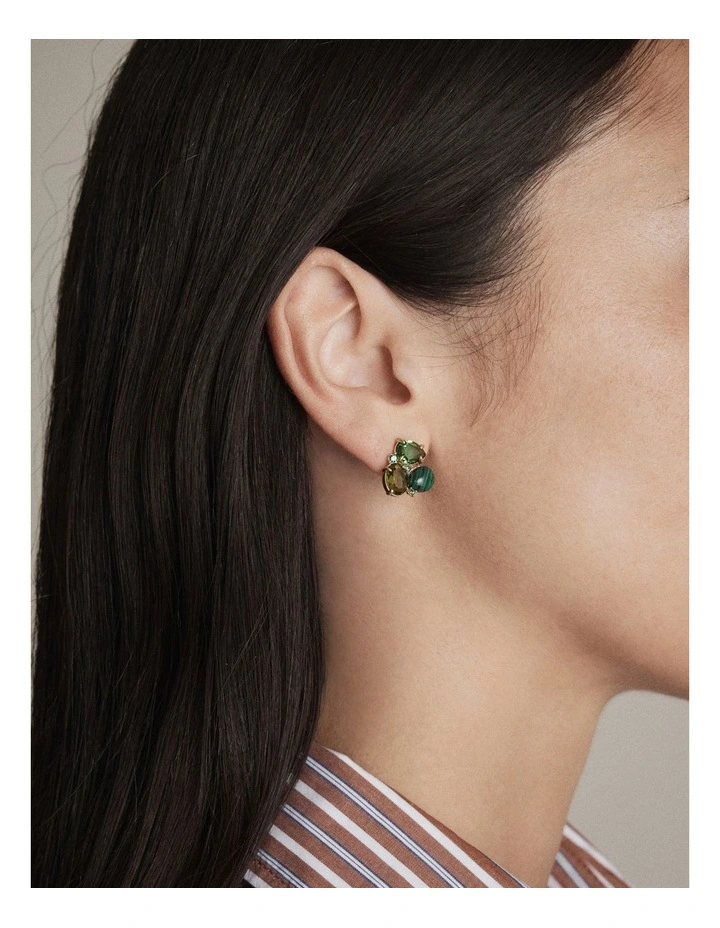 Goddess Stud Earrings in Malachite image 2