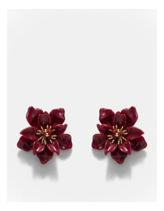Vienne Flower Stud Earrings in Bordeaux