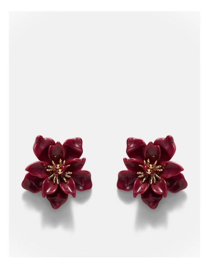 Vienne Flower Stud Earrings in Bordeaux image 1